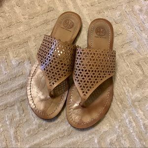 TORY BURCH FLORAL FLAT THONG SANDAL SIZE 8 1/2